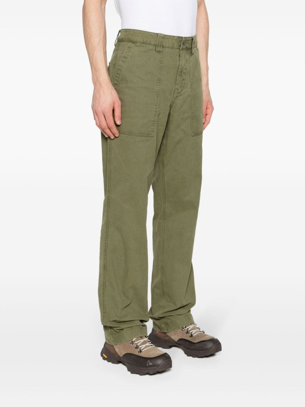 Shop Timberland Mid-rise Straight-leg Trousers In Green
