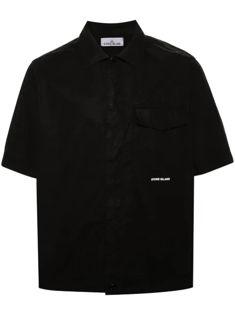 Stone Island logo-print crinkled shirt