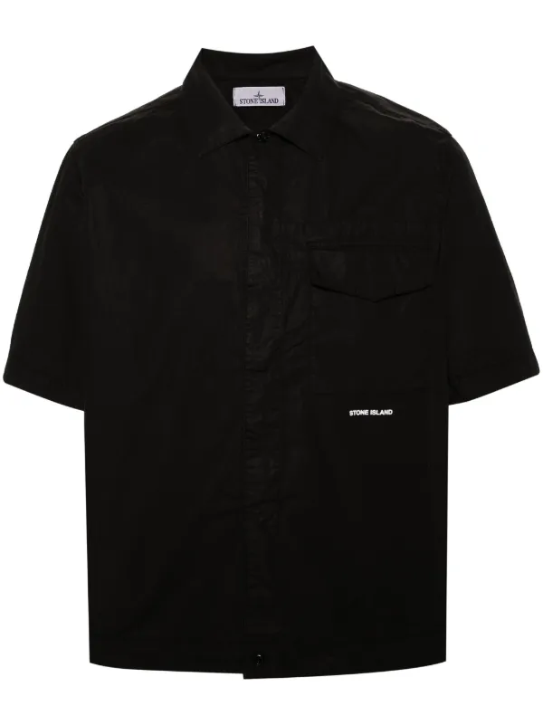 STONE ISLAND ブラック 半袖シャツ Stone Island テクスチャード シャツ | ブラック | FARFETCH JP