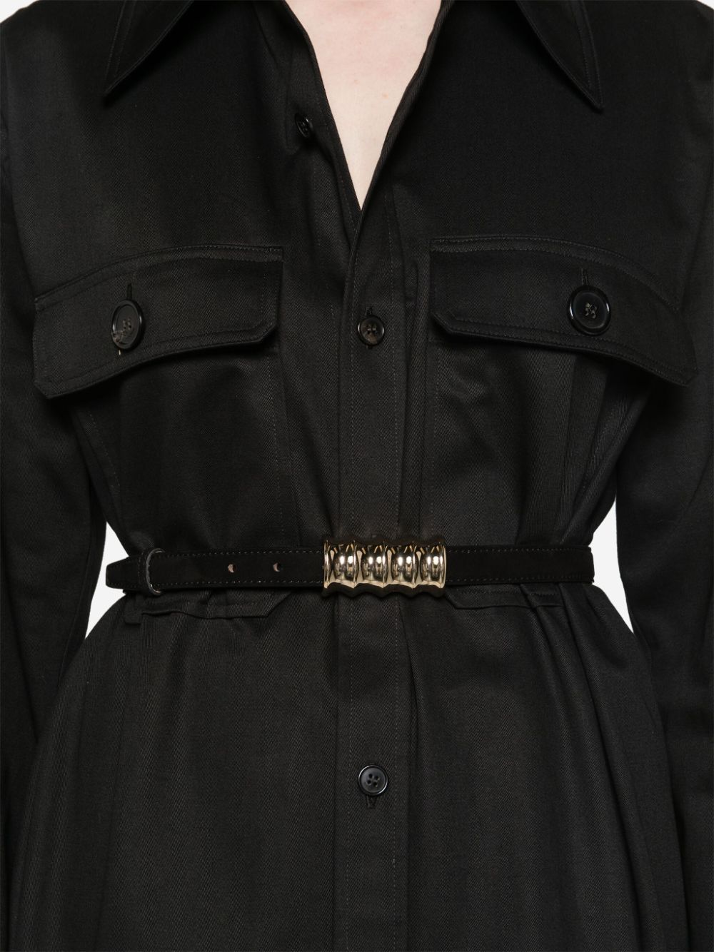 Shop Saint Laurent Saharienne Twill Cotton Shirt In Black