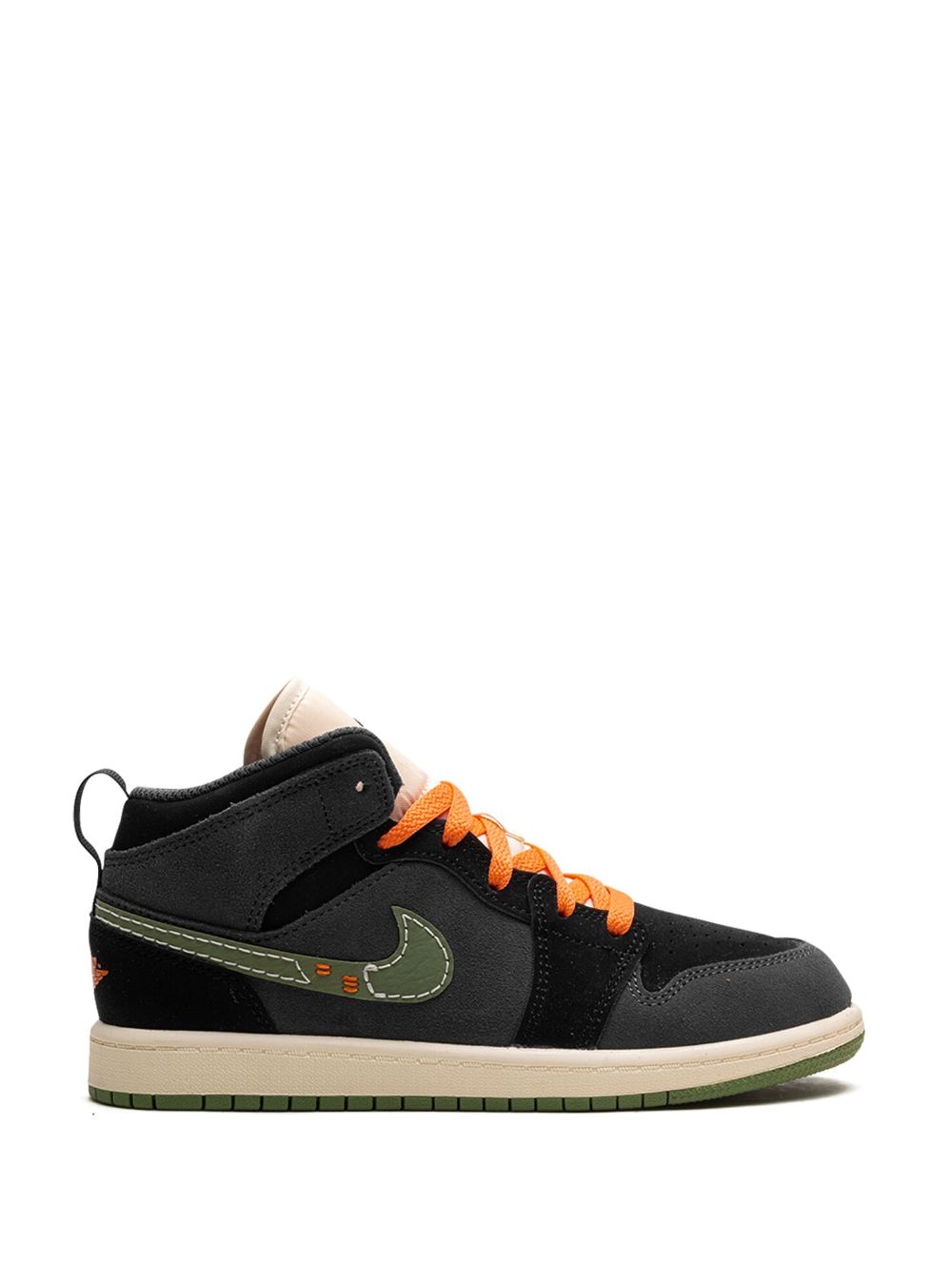 Shop Jordan Air  1 Mid Se Craft Ps "anthracite Light Olive" Sneakers In Black