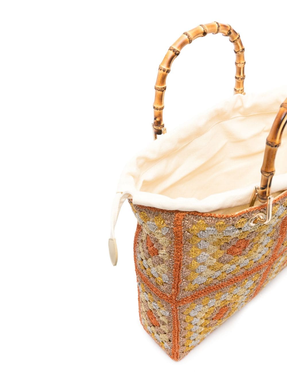 Shop Twinset Crochet Tote Bag In Orange