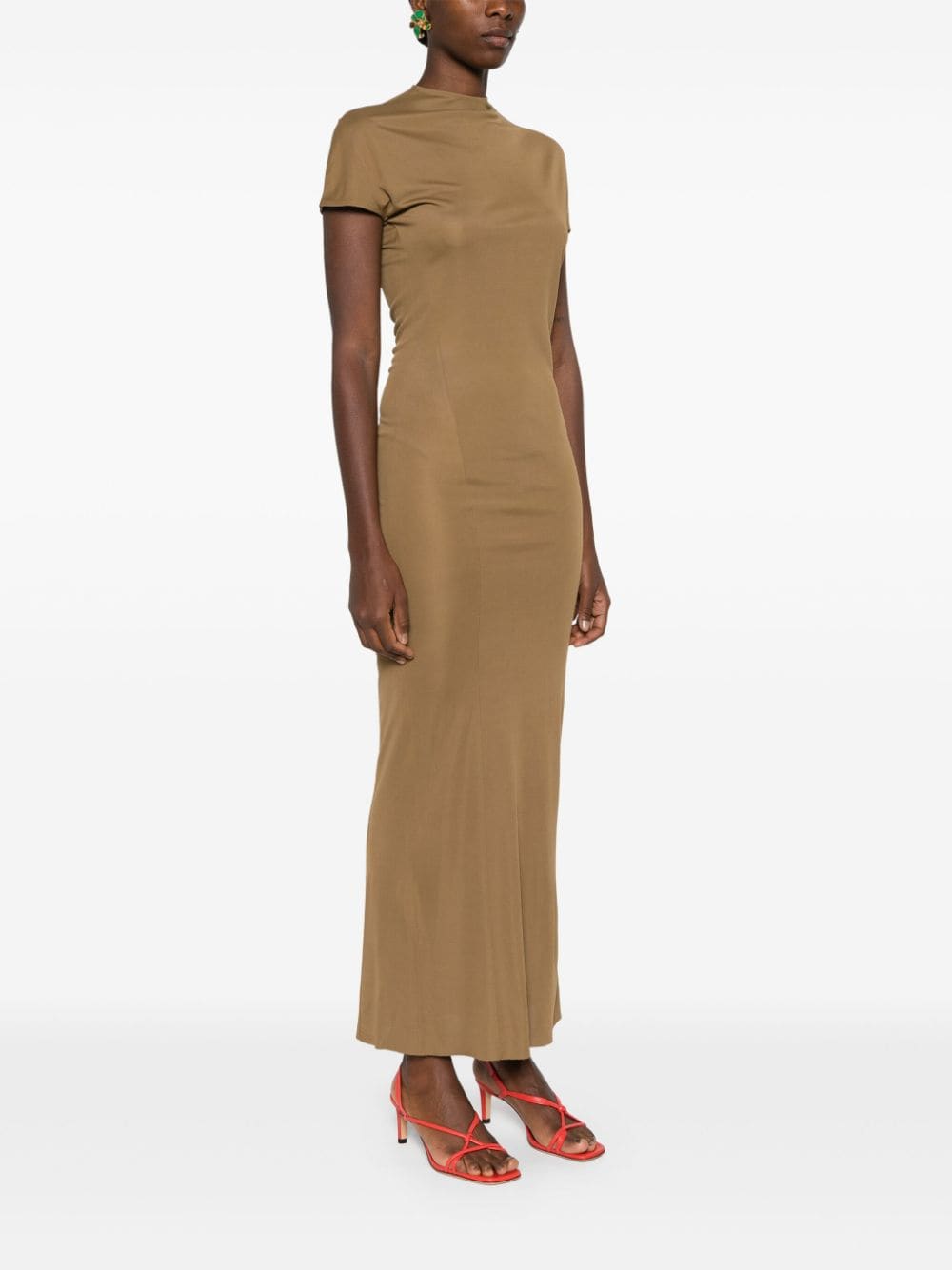 Shop Khaite Yenza Maxi Dress In Brown