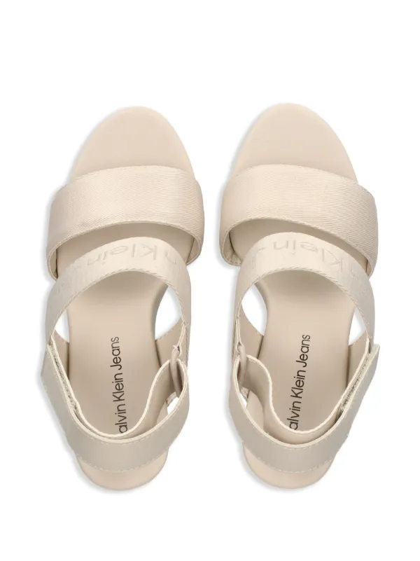 Calvin Klein Jeans logo strap 110mm Wedge Sandals Neutrals FARFETCH