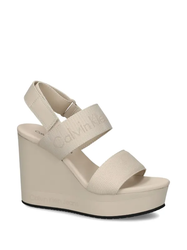 Calvin Klein Jeans logo strap 110mm Wedge Sandals Neutrals FARFETCH SA