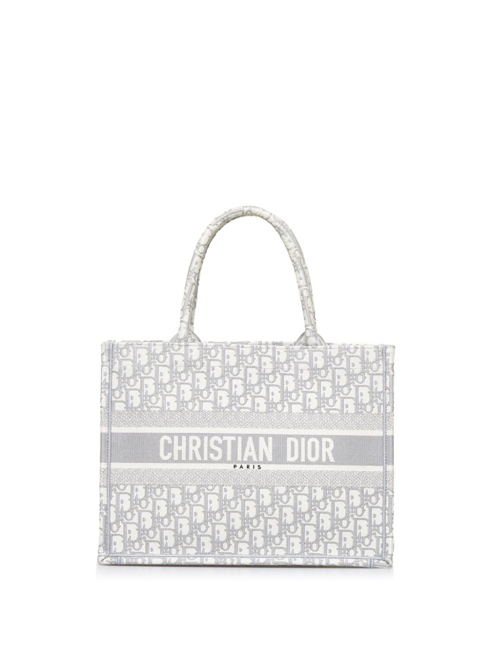 Pre-owned Dior 2021 Medium Oblique Book Tote Bag In Grey