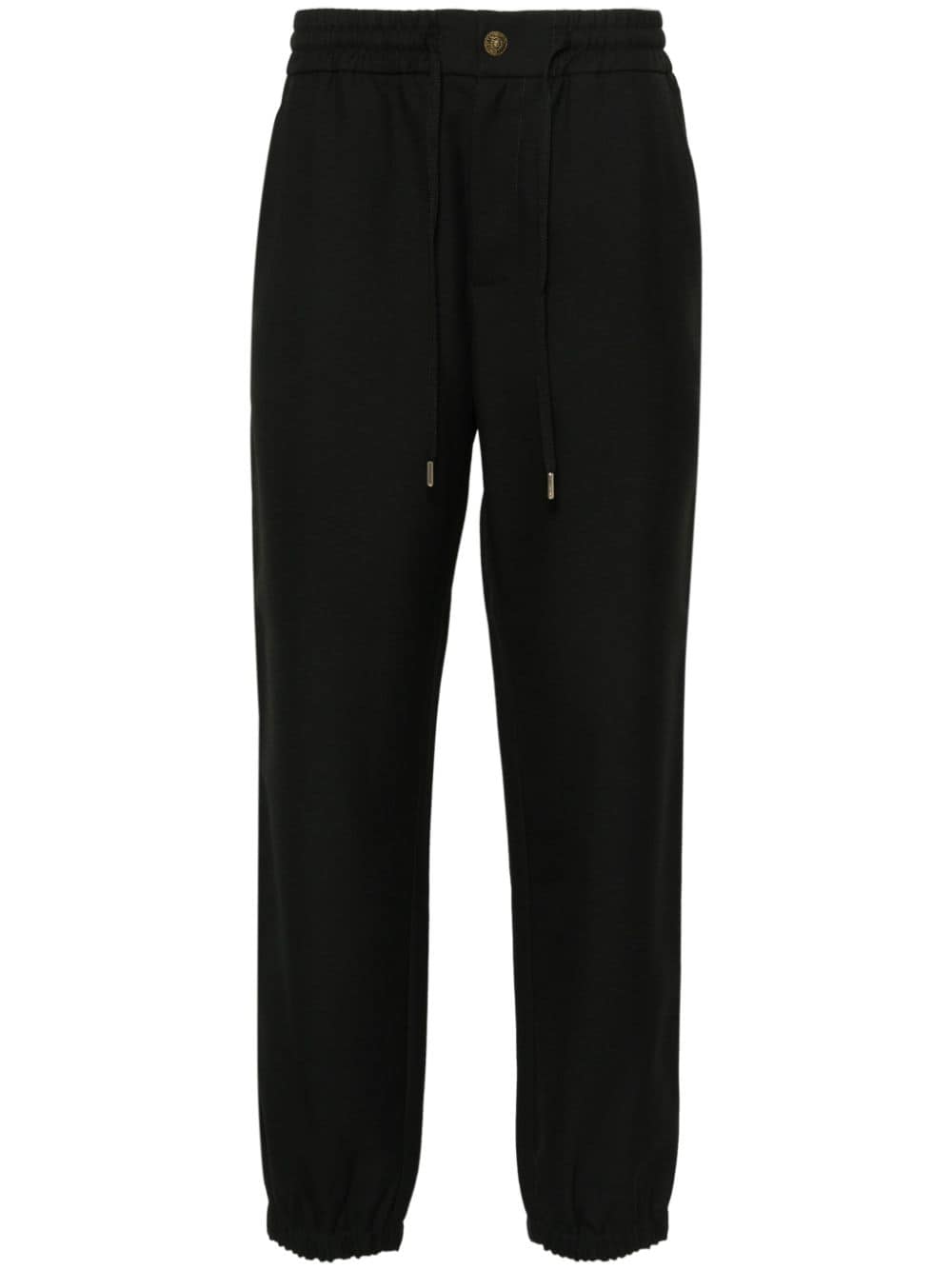 Shop Versace Jeans Couture V-emblem Tapered Trousers In Black