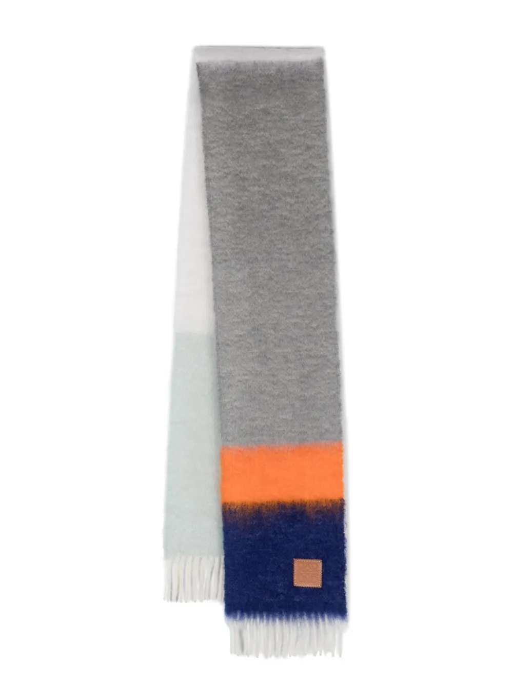 LOEWE stripe-pattern brushed scarf - Blu