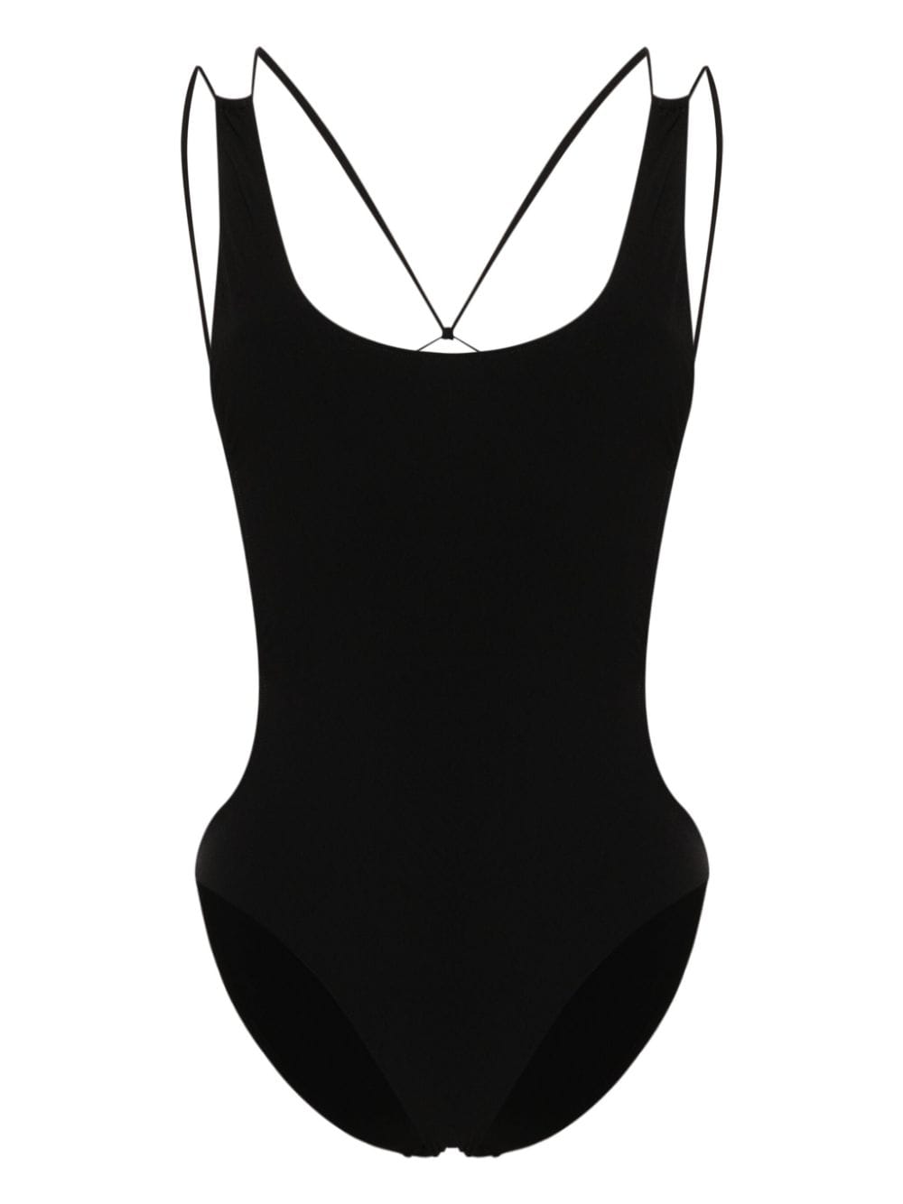 ISABEL MARANT Tenisia lace-up swimsuit Zwart