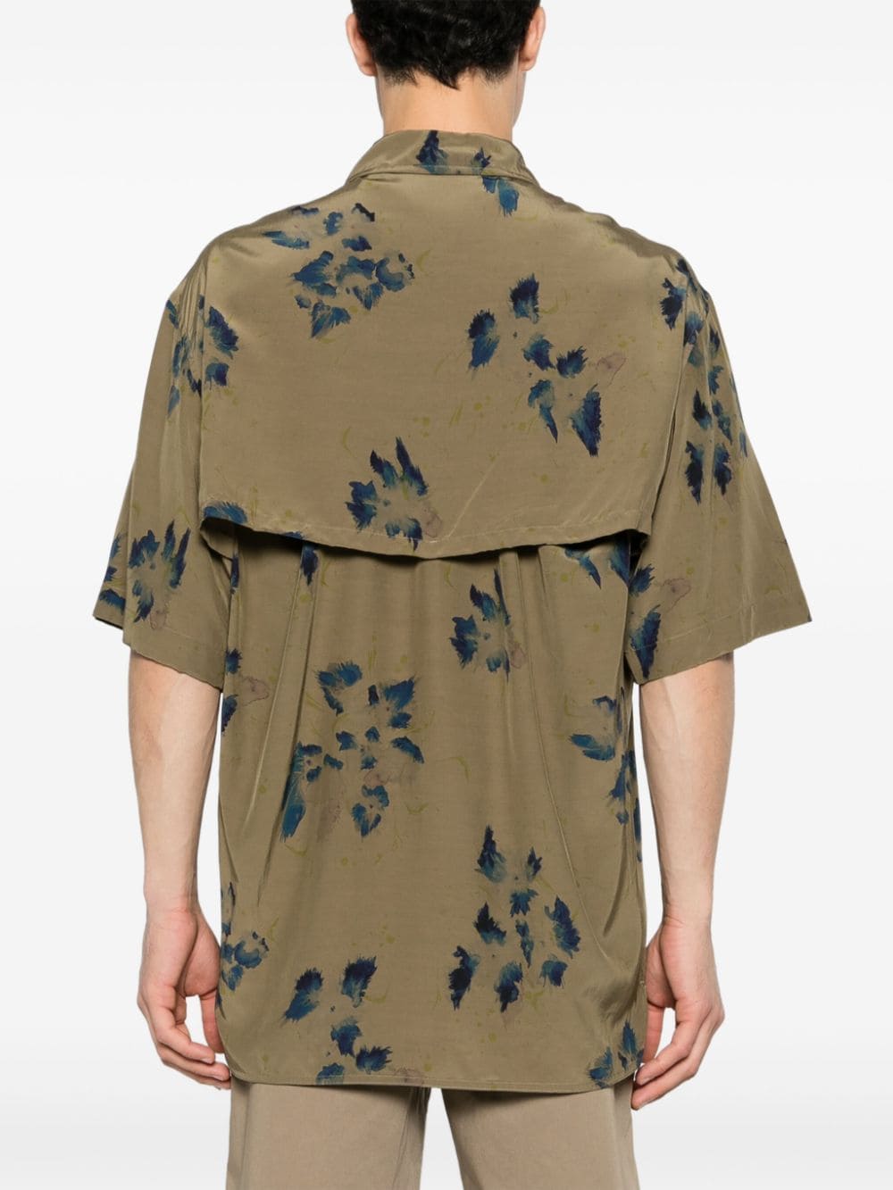 Shop Lemaire Floral-print Spread-collar Shirt In Green