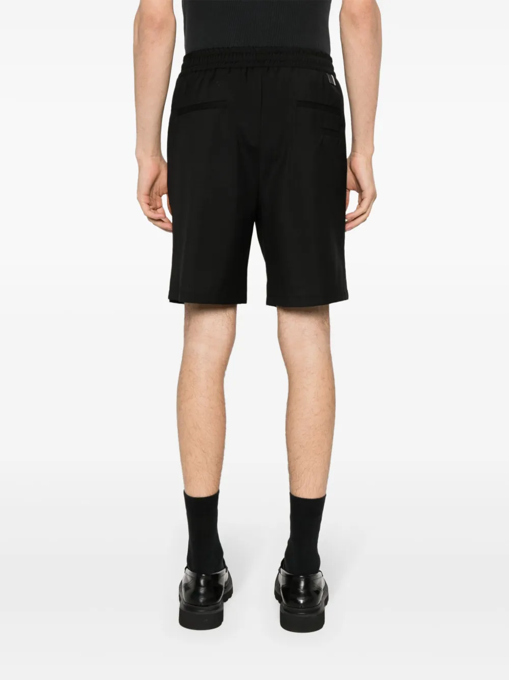 Shop Low Brand Pleat-detail Wool Shorts In Black