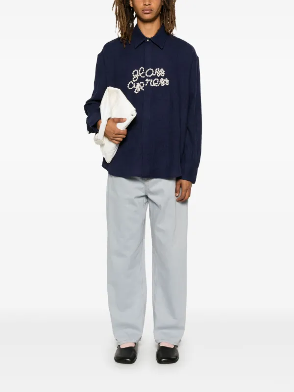 Glass Cypress Camisa Con Detalle De Perlas Artificiales Azul