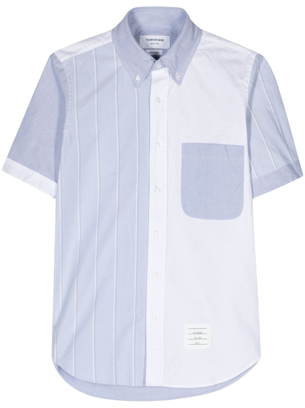 Thom Browne - colour-block button-down shirt - men - Cotton - 1 - White