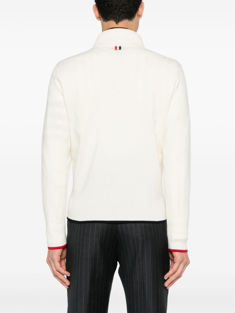 Shop Thom Browne Funnel-neck Pullover In White