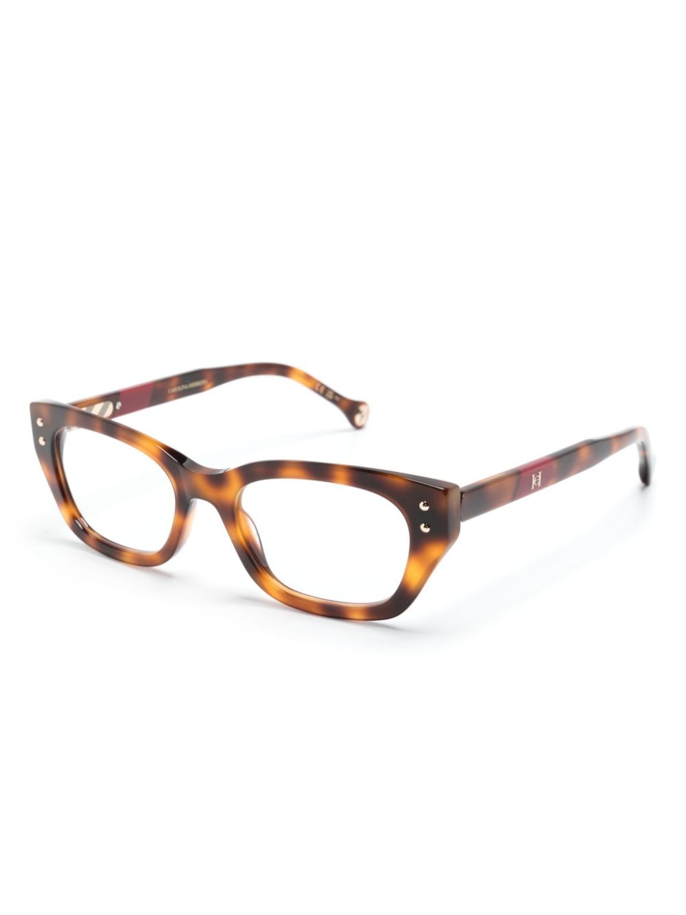 Shop Carolina Herrera Rectangle-frame Glasses In Brown
