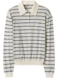 Miu Miu logo-print striped polo top - Neutrals