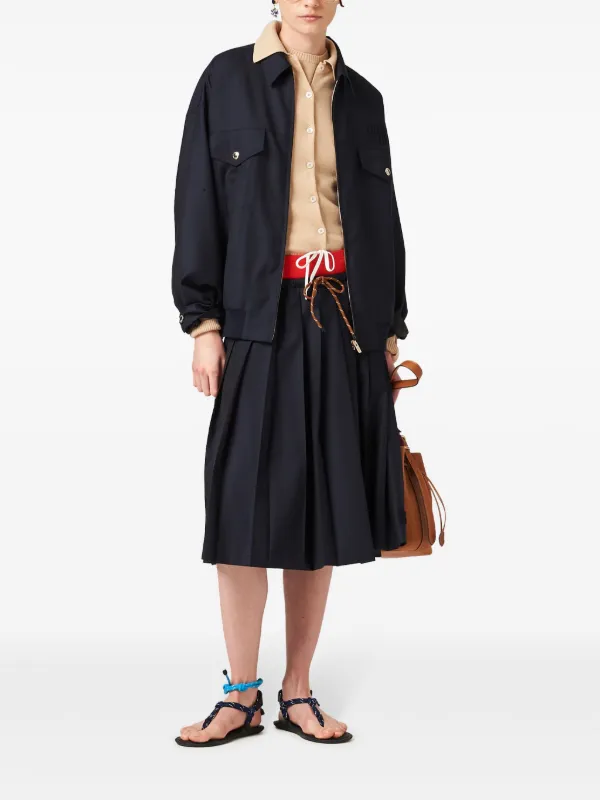 スカート MiuMiu SKIRT (MG2235SOOO144C F0480) Miu Miu Pleated Midi Skirt | Blue | FARFETCH