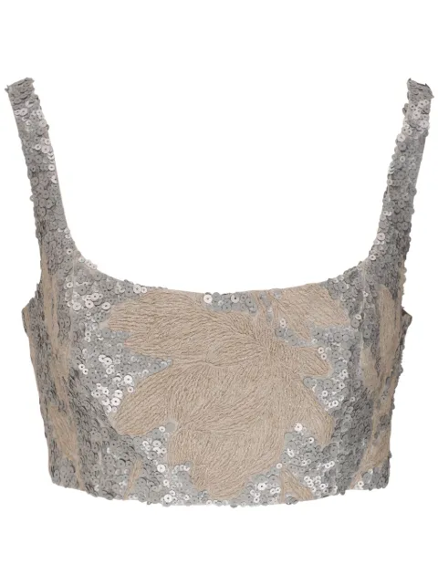 Brunello Cucinelli rhinestone-embellished cropped top