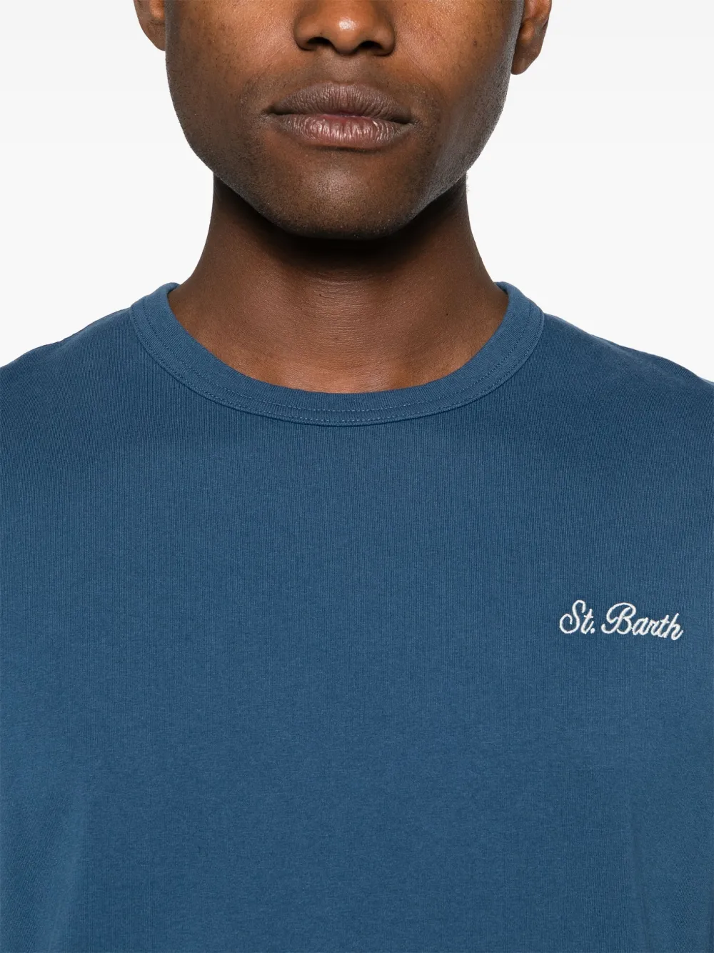 Mc2 Saint Barth Logo-embroidered Cotton T-shirt In 蓝色