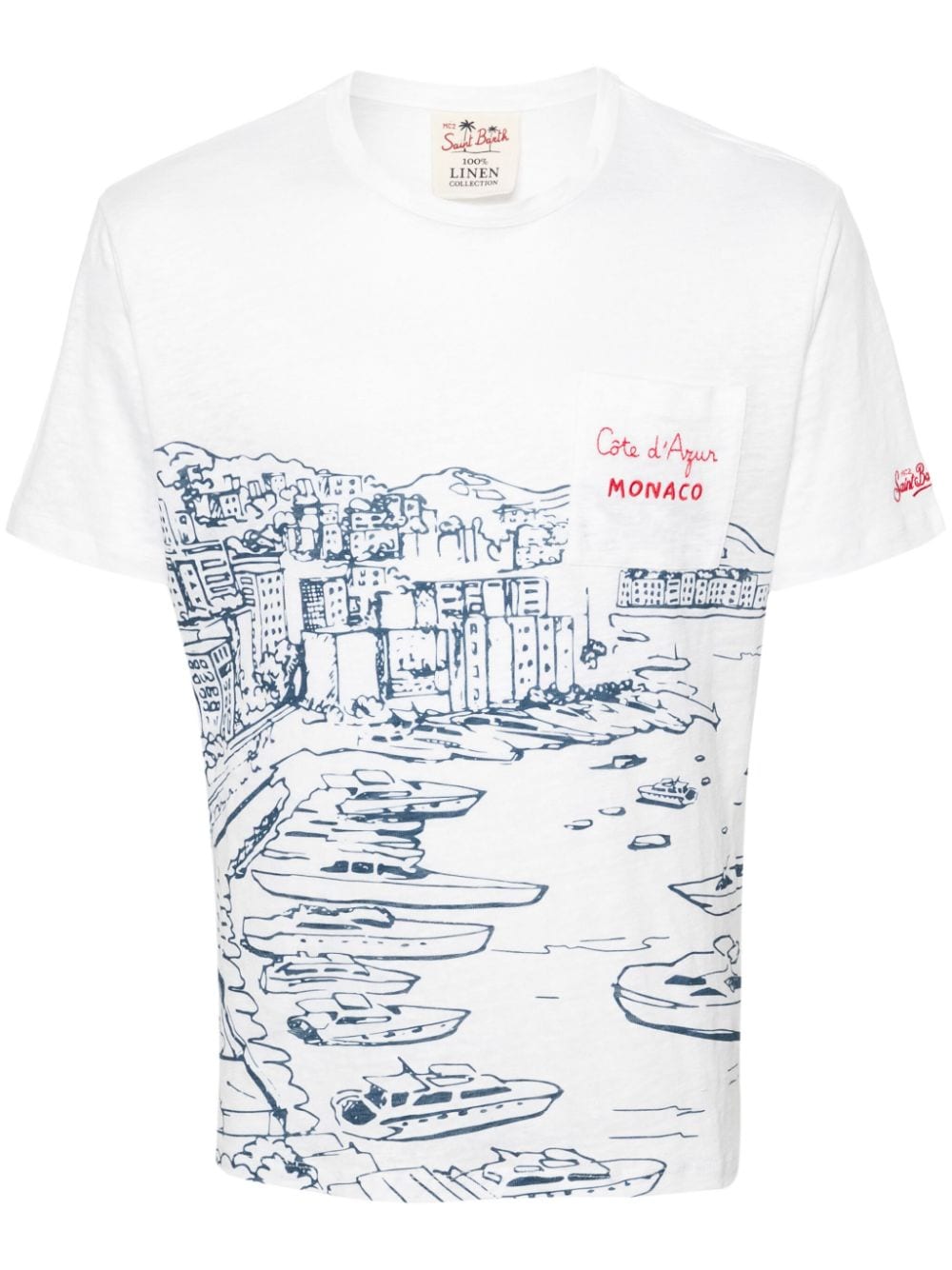 Mc2 Saint Barth Monaco Linen T-shirt In White