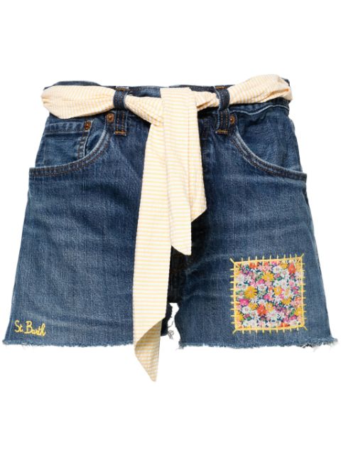 MC2 Saint Barth Arizona attached-scarf denim shorts Women