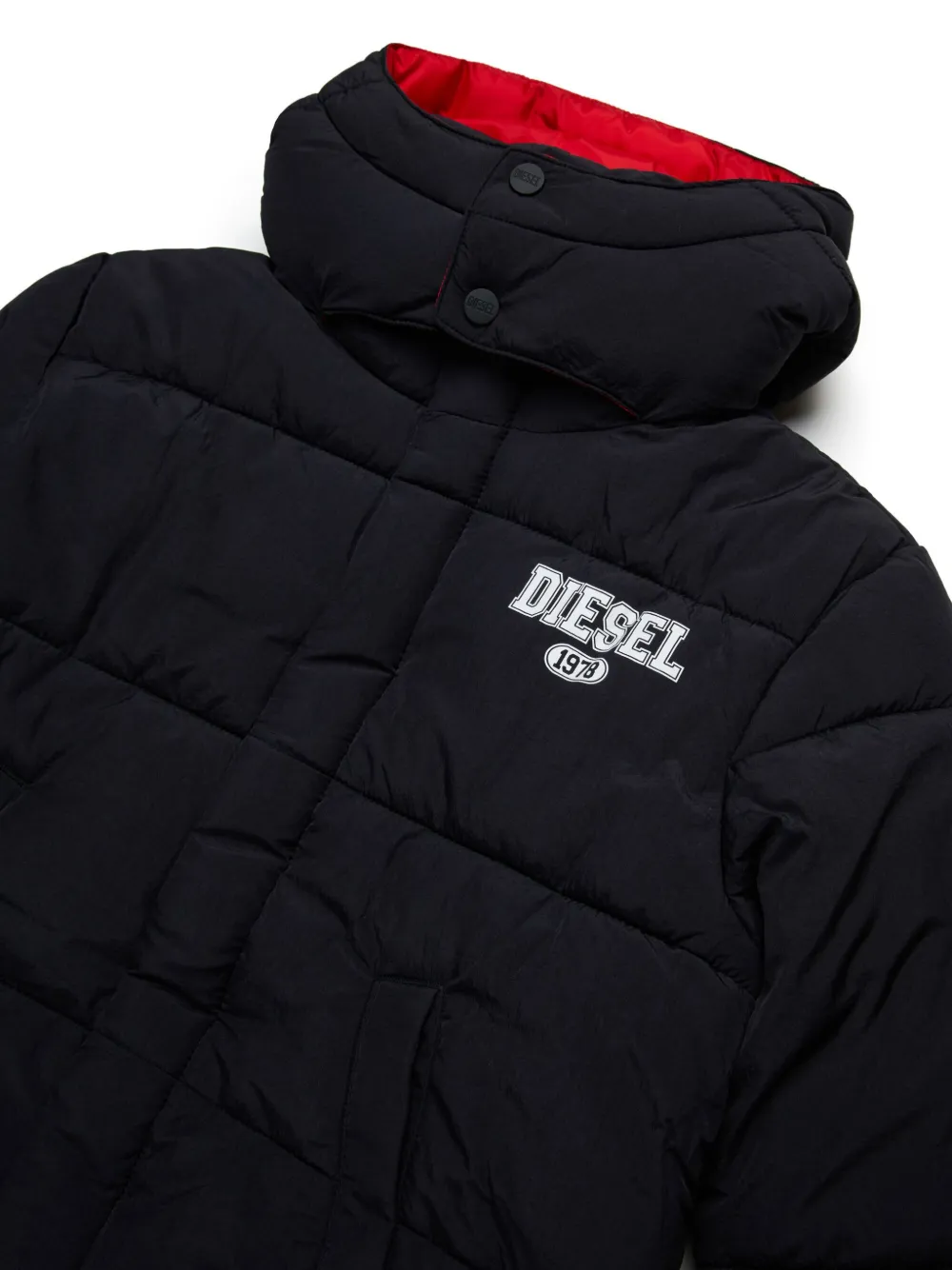 Diesel Kids Gewatteerd jack met logoprint Zwart