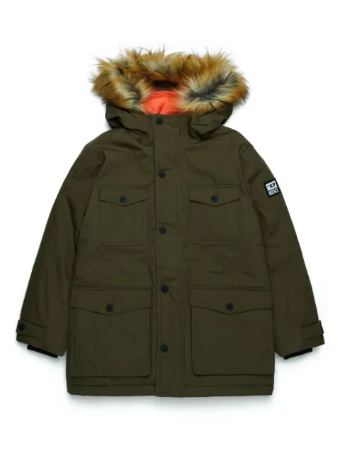 Diesel Kids faux fur-trim padded jacket 