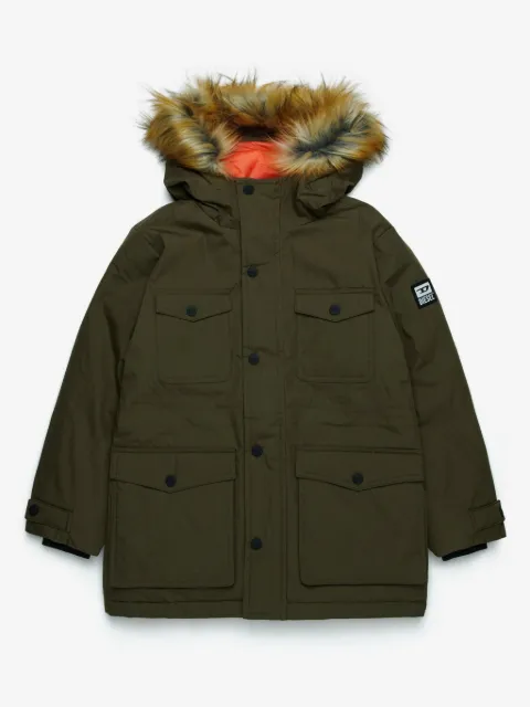 Diesel Kids faux fur-trim padded jacket 