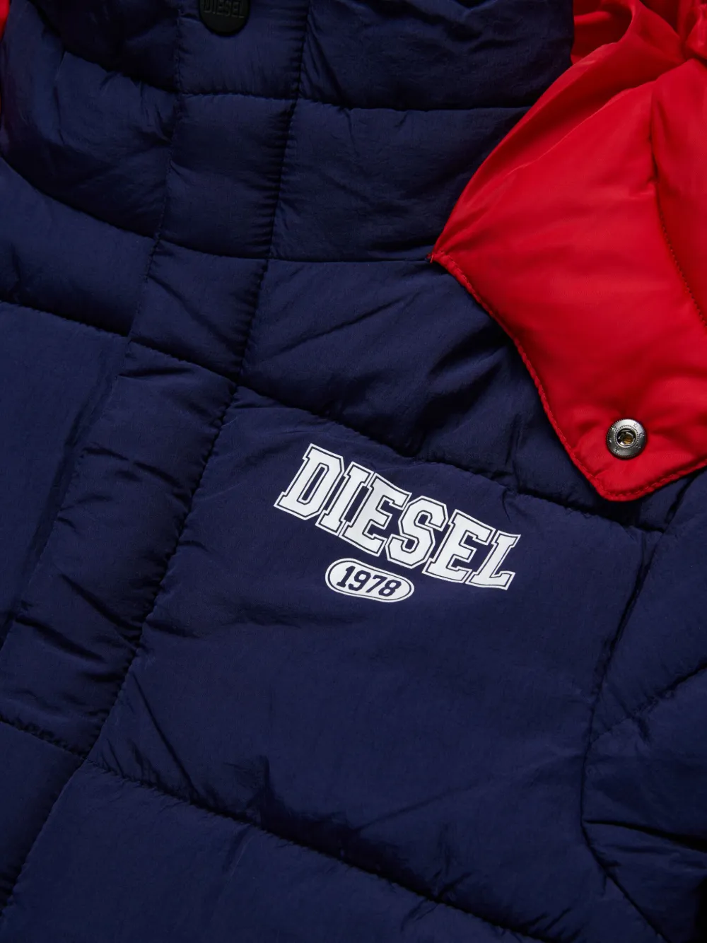Diesel Kids Gewatteerd jack met logoprint Blauw