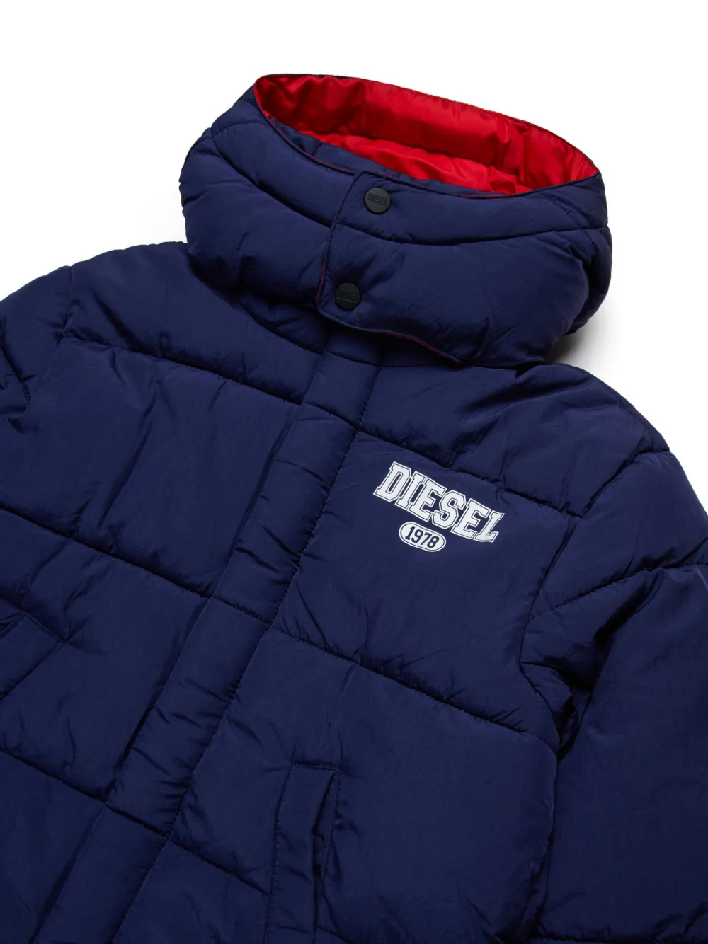 Diesel Kids Gewatteerd jack met logoprint Blauw