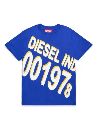 【DIESEL】 blue cotton t-shirt （関税送料込） DIESEL Blue Cotton T-shirt T-DIEGO-LOGO | IsuiT