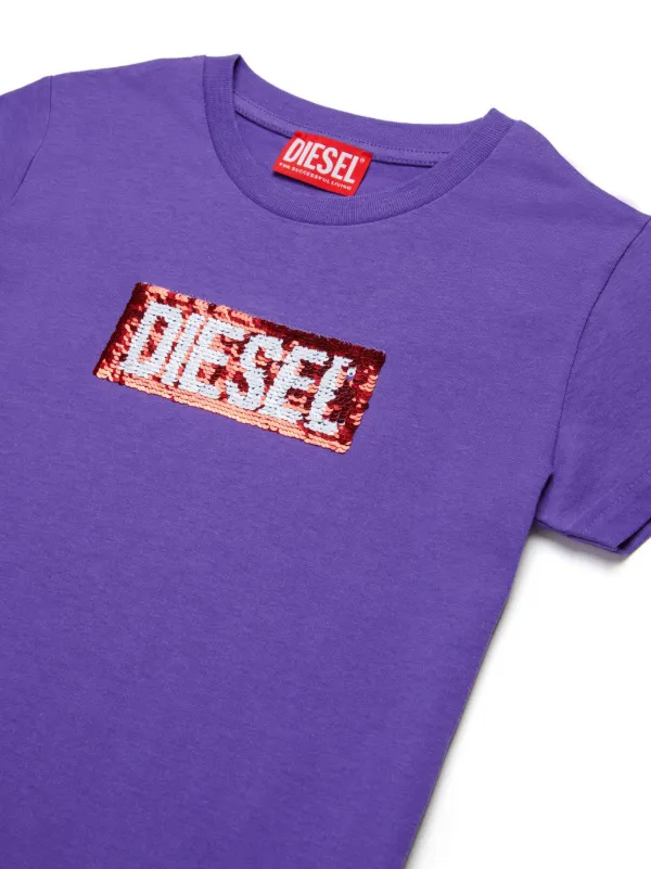 ディーゼルDIESEL スパンコール装飾ロゴTシャツ 黒M位 | DC