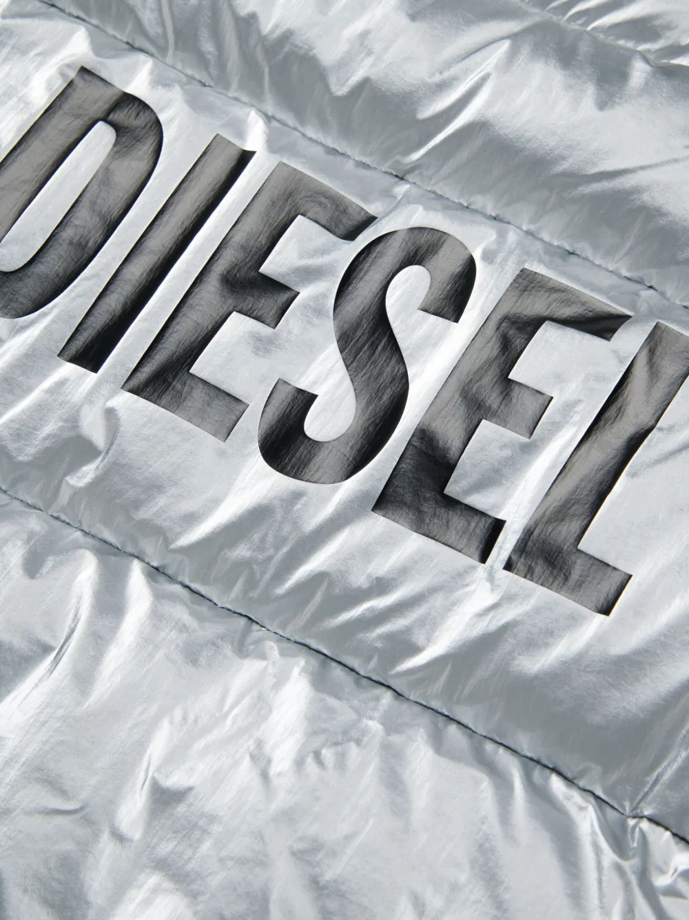Diesel Kids Gewatteerd jack met logoprint Zilver