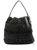 TWINSET crochet raffia bucket bag - Black