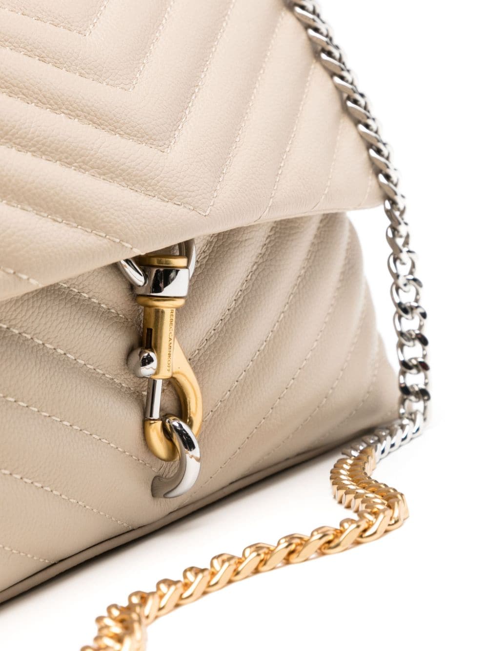 Shop Rebecca Minkoff Medium Edie Leather Crossbody Bag In Neutrals