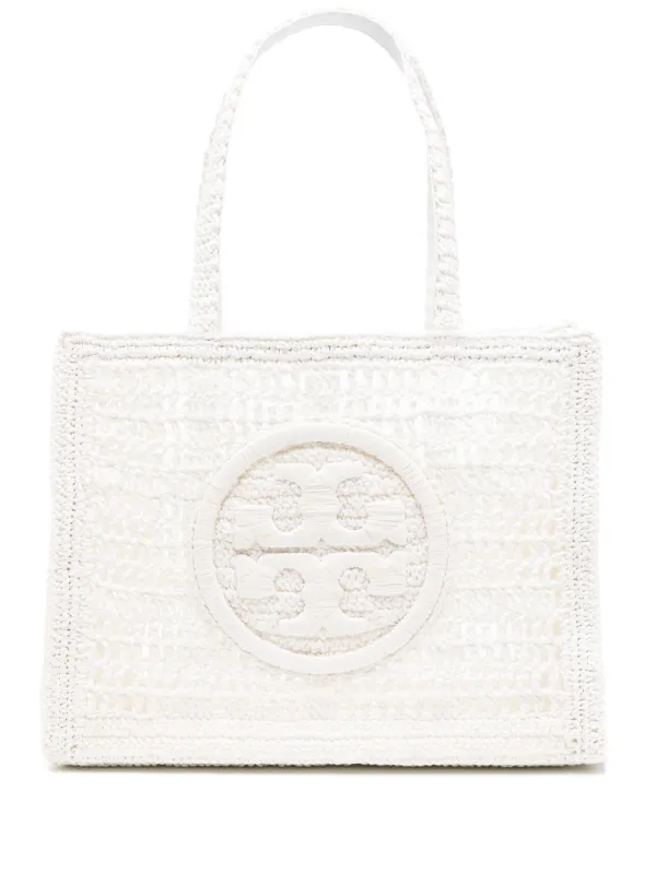 Tory Burch Small Ella Crochet Tote Bag White FARFETCH AE