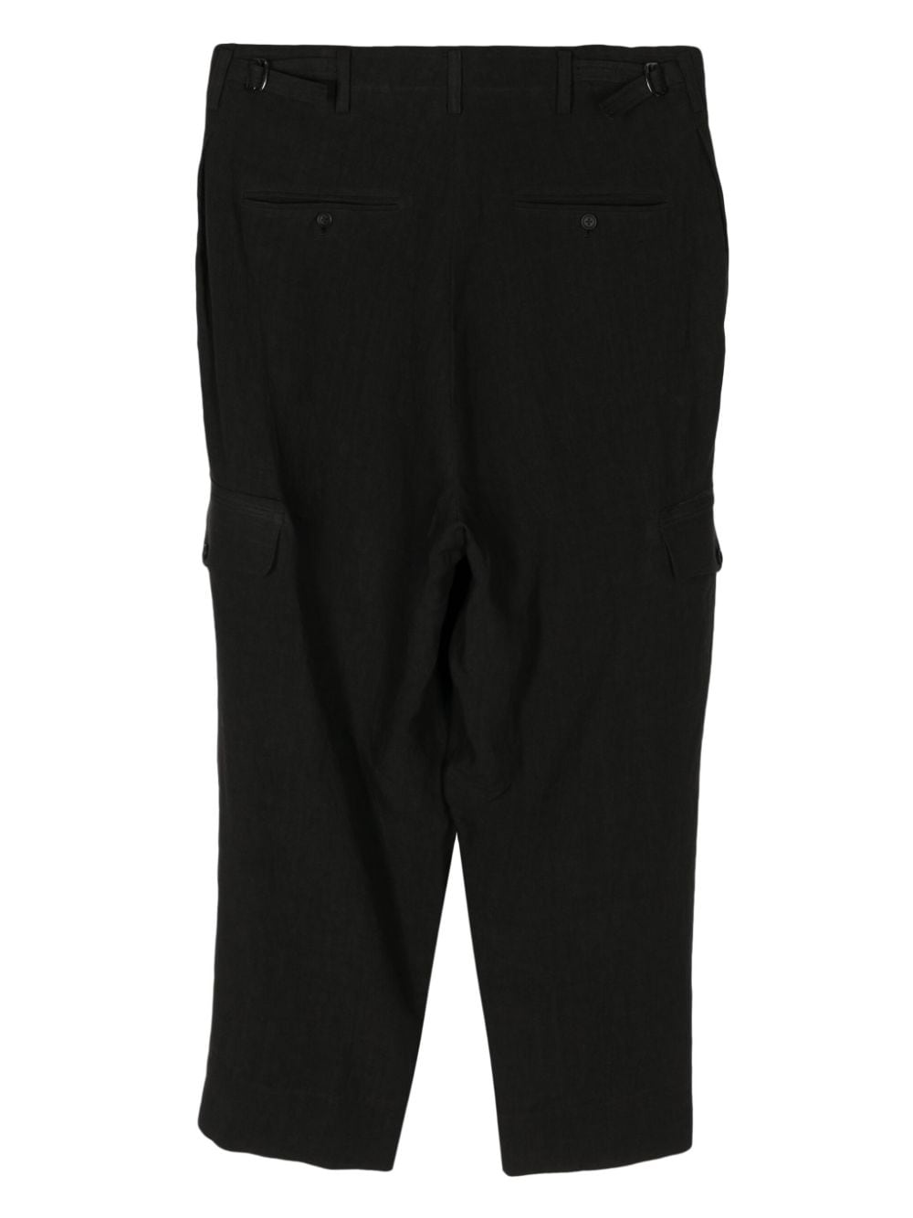Shop Y's Tapered Linen Trousers In Black