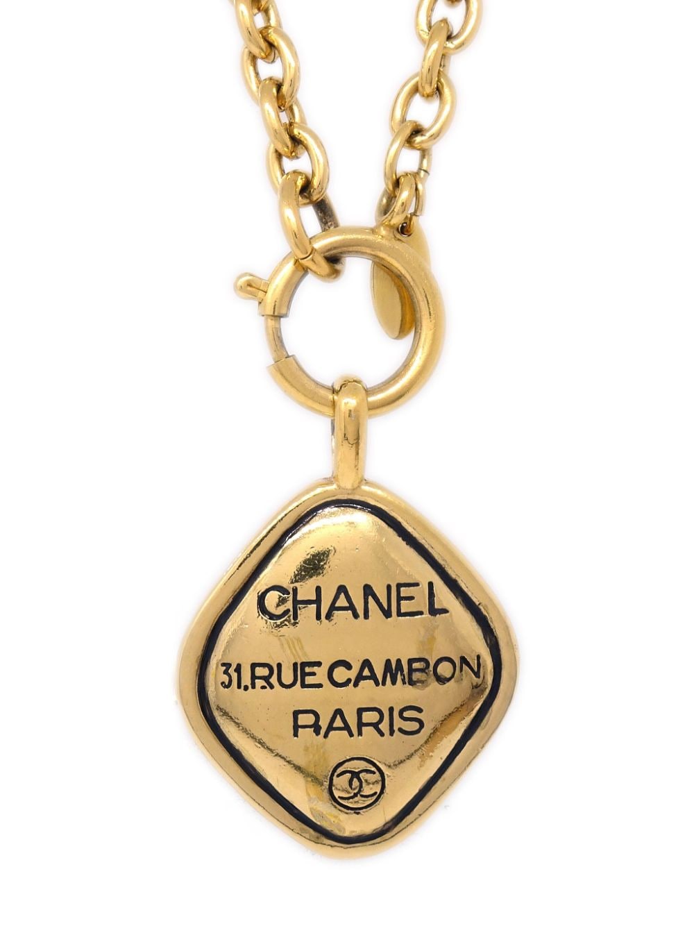 Pre-owned Chanel Cambon Address 菱形吊饰项链（1990-2000年典藏款） In Gold