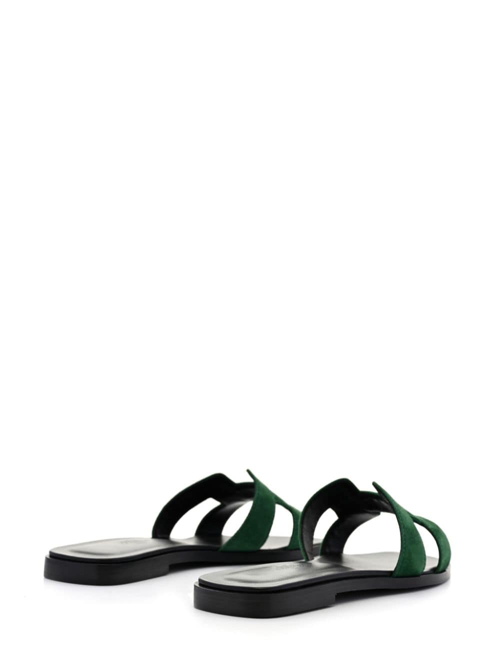 Pre-owned Hermes Oran Suede Sandals In Green