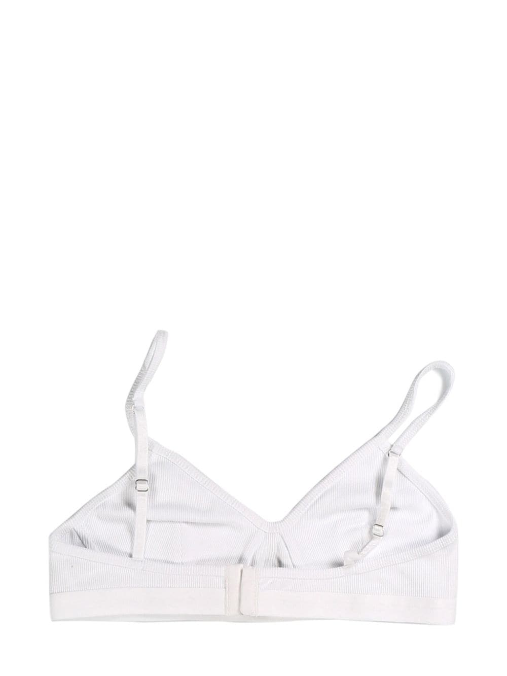 Shop Marine Serre Embroidered-logo Ribbed-knit Bra In White