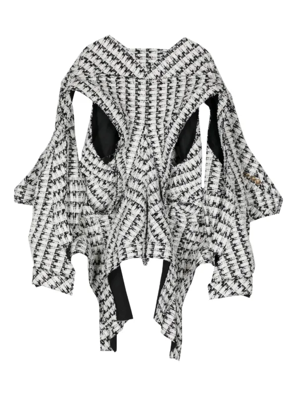 Junya Watanabe Layered Tweed Jacket | Black | FARFETCH