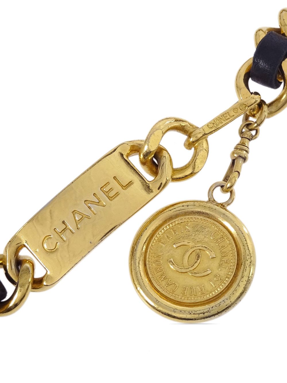 CHANEL Pre-Owned 1990-2000s Medallion riem met ketting - Zwart