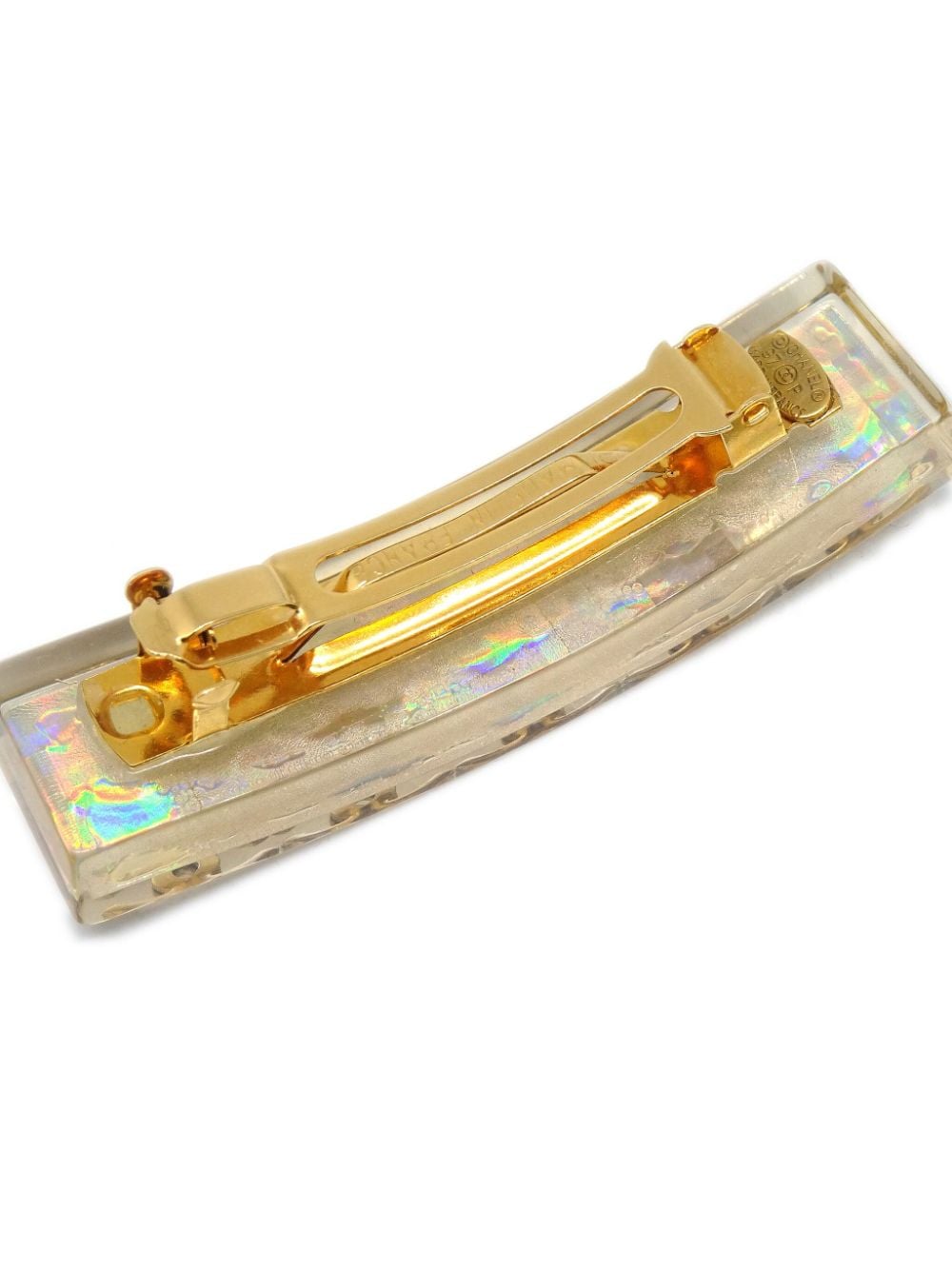 Pre-owned Chanel 1997 Cc Iridescent Hair Clip In Gold