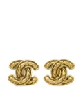 CHANEL Pre-Owned 1990-2000s diamond-quilted CC clip-on earrings - Gold