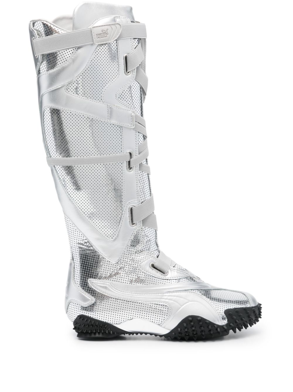 Puma Leather Knee-high Boots In Silver