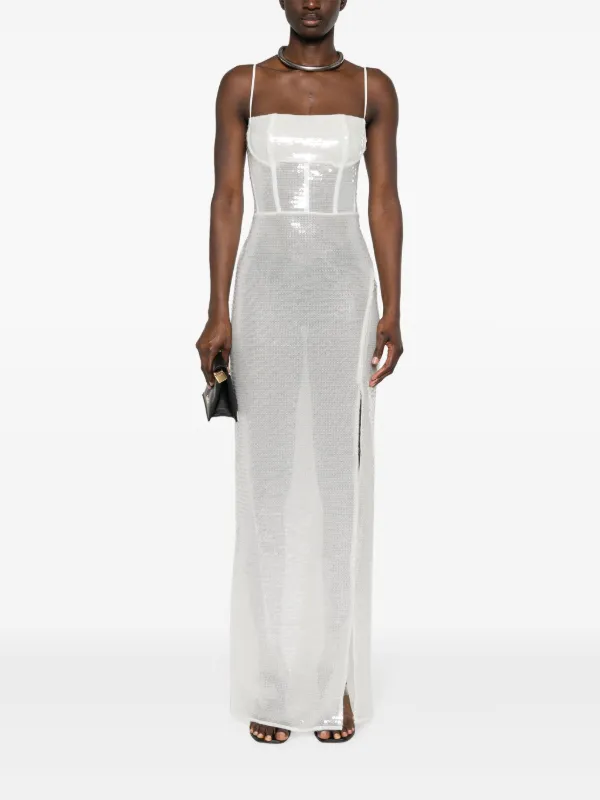 Nensi Dojaka Sequinned Maxi Dress - White Nensi Dojaka Sequinned Maxi Dress - White