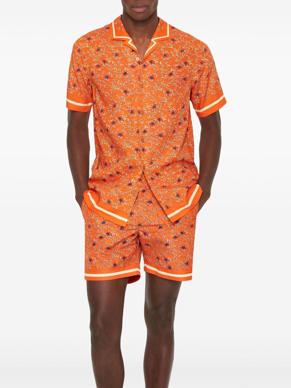 Shop Orlebar Brown Printed Shirt In Orange