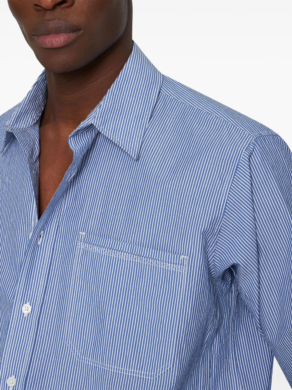 Orlebar Brown Grasmoor gestreept overhemd Blauw