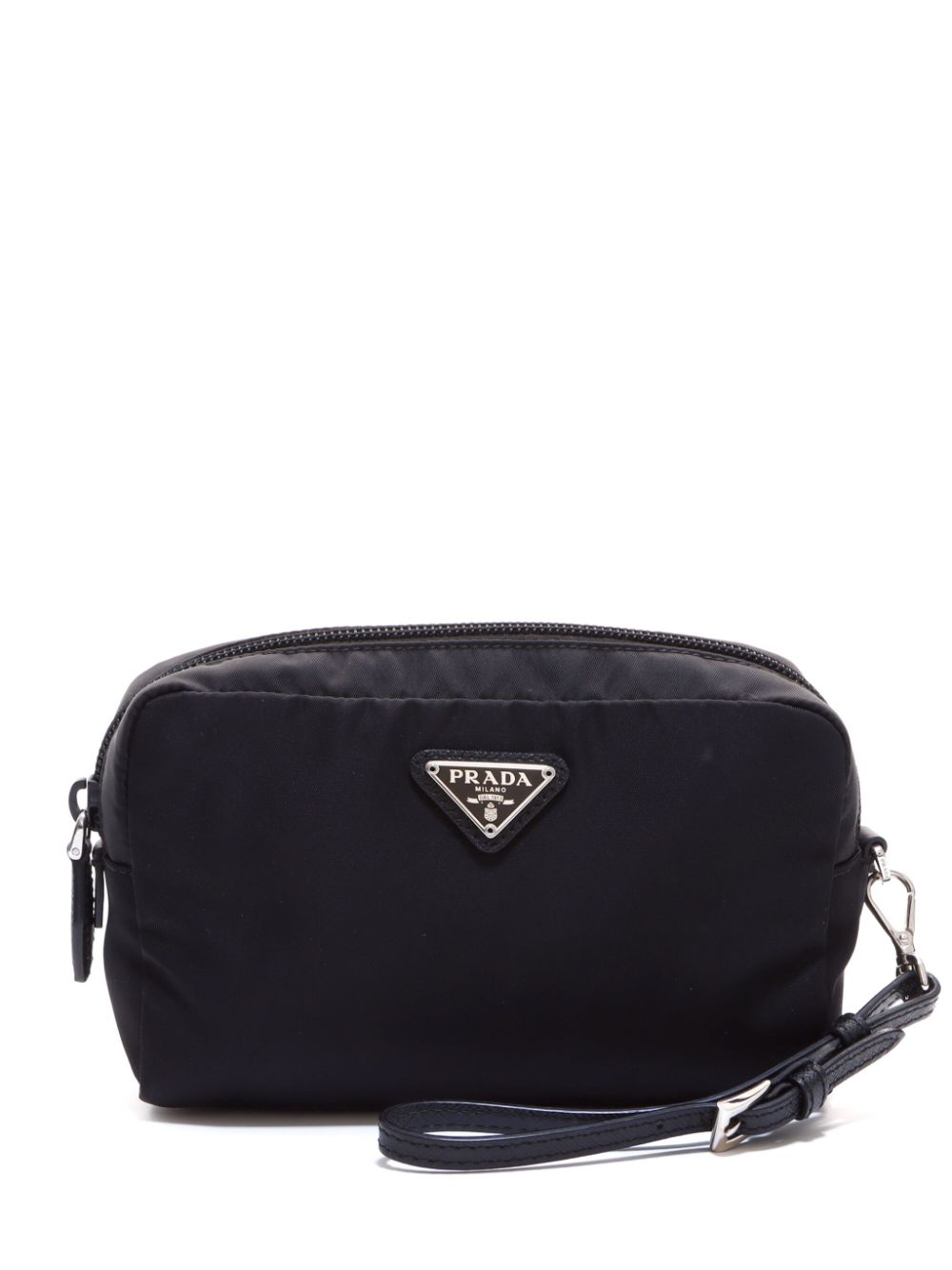 Prada Pre-Owned triangle-logo make up bag – Black