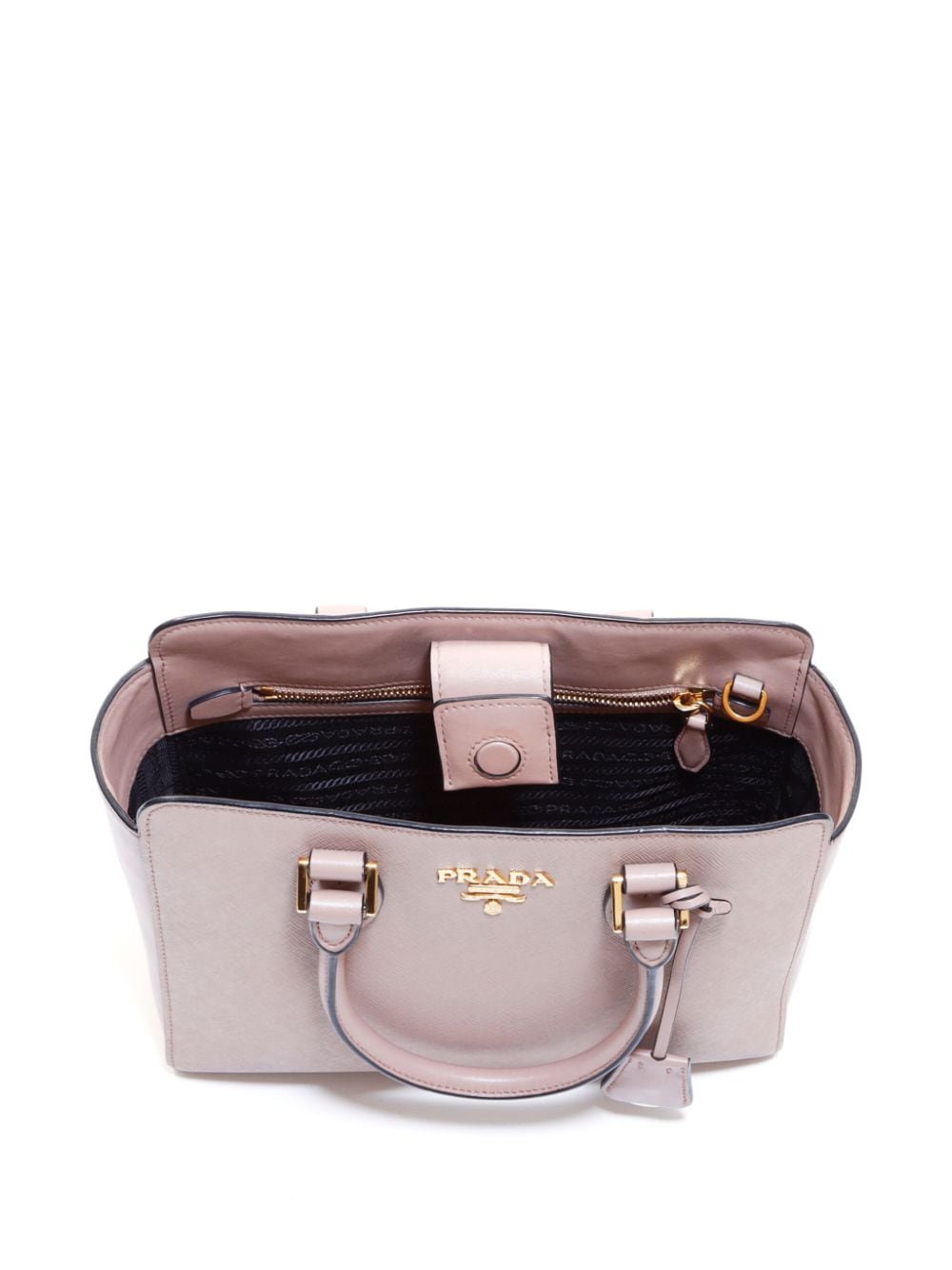 Pre-owned Prada Saffiano 皮质手提包 In Neutrals